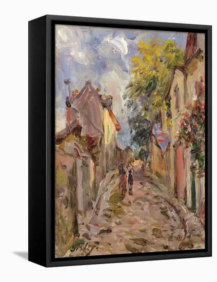 Village Street Scene-Alfred Sisley-Framed Stretched Canvas