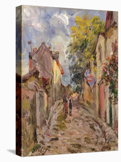 Village Street Scene-Alfred Sisley-Stretched Canvas