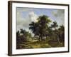 Village Street under Trees, about 1665-Meindert Hobbema-Framed Giclee Print