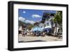 Village Street with Hotel Alte Post in Oberammergau, Upper Bavaria, Bavaria, Germany-null-Framed Art Print