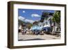 Village Street with Hotel Alte Post in Oberammergau, Upper Bavaria, Bavaria, Germany-null-Framed Art Print