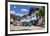 Village Street with Hotel Alte Post in Oberammergau, Upper Bavaria, Bavaria, Germany-null-Framed Art Print