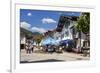 Village Street with Hotel Alte Post in Oberammergau, Upper Bavaria, Bavaria, Germany-null-Framed Art Print