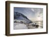 Village Vikten on the island Flakstadoya. The Lofoten Islands in northern Norway during winter.-Martin Zwick-Framed Photographic Print