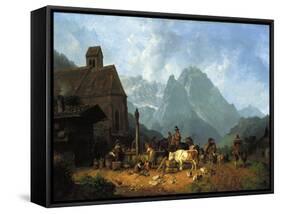 Village Well-Heinrich Burkel-Framed Stretched Canvas
