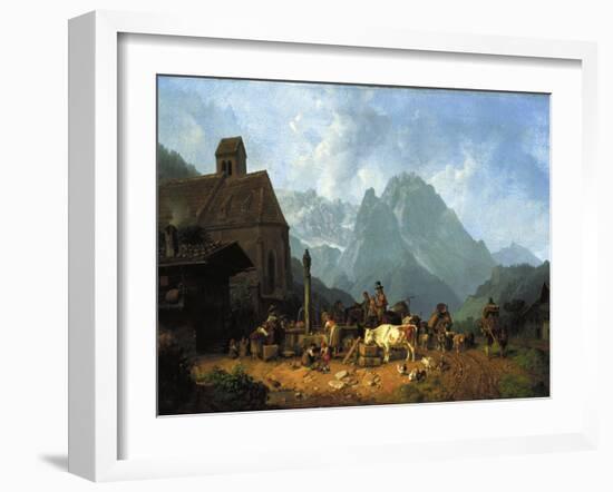 Village Well-Heinrich Burkel-Framed Giclee Print