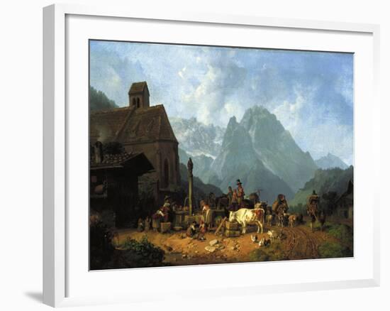 Village Well-Heinrich Burkel-Framed Giclee Print