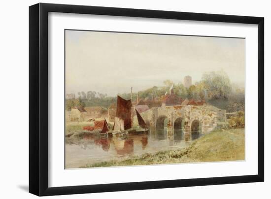 Village with Bridge-Henry George Hine-Framed Giclee Print