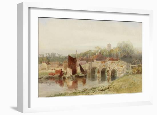 Village with Bridge-Henry George Hine-Framed Giclee Print