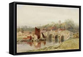 Village with Bridge-Henry George Hine-Framed Stretched Canvas