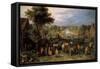 Village with Carts (Painting, 1607)-Jan the Elder Brueghel-Framed Stretched Canvas