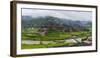 Village with farmland in morning mist, Chengyang, Sanjiang, Guangxi Province, China-Keren Su-Framed Photographic Print