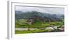 Village with farmland in morning mist, Chengyang, Sanjiang, Guangxi Province, China-Keren Su-Framed Photographic Print