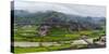 Village with farmland in morning mist, Chengyang, Sanjiang, Guangxi Province, China-Keren Su-Stretched Canvas