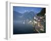 Village with Mountains and Lake, Hallstatt, Salzkammergut, Austria-Steve Vidler-Framed Photographic Print