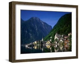 Village with Mountains and Lake, Hallstatt, Salzkammergut, Austria-Steve Vidler-Framed Photographic Print