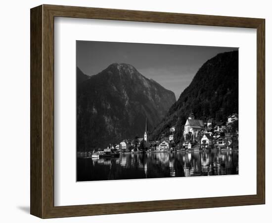 Village with Mountains and Lake, Hallstatt, Salzkammergut, Austria-Steve Vidler-Framed Premium Photographic Print