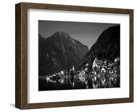 Village with Mountains and Lake, Hallstatt, Salzkammergut, Austria-Steve Vidler-Framed Premium Photographic Print