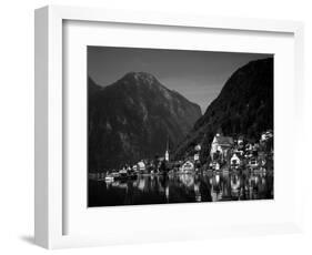 Village with Mountains and Lake, Hallstatt, Salzkammergut, Austria-Steve Vidler-Framed Premium Photographic Print