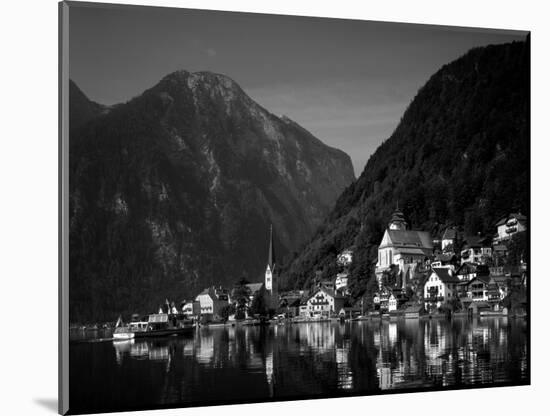 Village with Mountains and Lake, Hallstatt, Salzkammergut, Austria-Steve Vidler-Mounted Premium Photographic Print