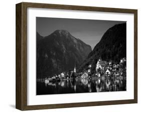 Village with Mountains and Lake, Hallstatt, Salzkammergut, Austria-Steve Vidler-Framed Photographic Print