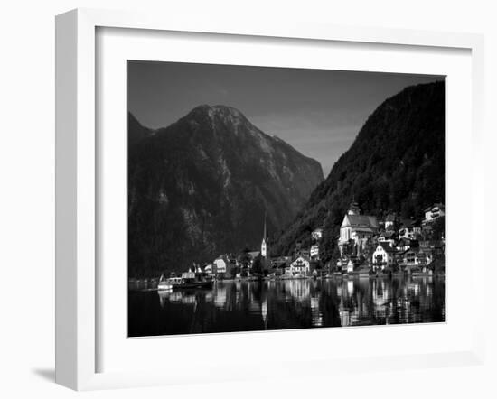 Village with Mountains and Lake, Hallstatt, Salzkammergut, Austria-Steve Vidler-Framed Photographic Print