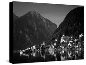 Village with Mountains and Lake, Hallstatt, Salzkammergut, Austria-Steve Vidler-Stretched Canvas