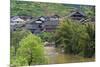 Village with river, Chengyang, Sanjiang, Guangxi Province, China-Keren Su-Mounted Premium Photographic Print