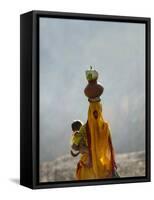 Village Woman Carrying Baby and Load on the Head, Udaipur, Rajasthan, India-Keren Su-Framed Stretched Canvas