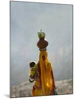 Village Woman Carrying Baby and Load on the Head, Udaipur, Rajasthan, India-Keren Su-Mounted Premium Photographic Print