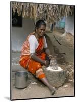 Village Woman Pounding Rice, Tamil Nadu, India-Occidor Ltd-Mounted Photographic Print