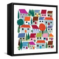 Village-Jenny Frean-Framed Stretched Canvas