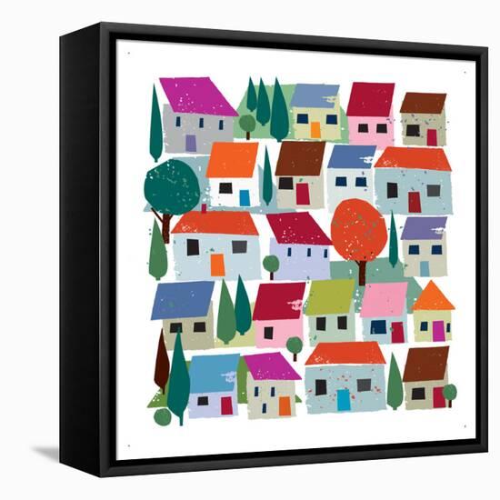 Village-Jenny Frean-Framed Stretched Canvas