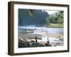 Villagers on Banks of Nam Tha River, a Tributary of the Mekong, South of Luang Nam Tha, Indochina-Richard Ashworth-Framed Photographic Print