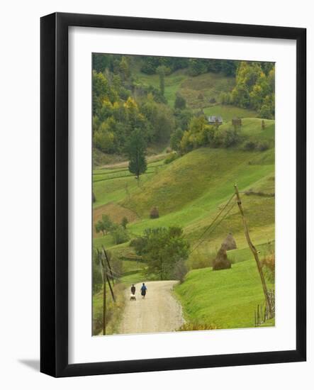 Villagers on Road, Maramures, Romania-Russell Young-Framed Photographic Print