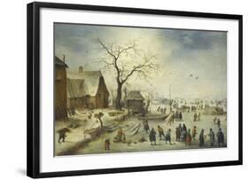 Villagers on the Ice-Pieter Brueghel the Younger-Framed Premium Giclee Print