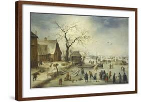 Villagers on the Ice-Pieter Brueghel the Younger-Framed Premium Giclee Print