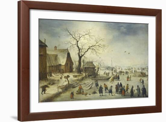 Villagers on the Ice-Pieter Brueghel the Younger-Framed Premium Giclee Print