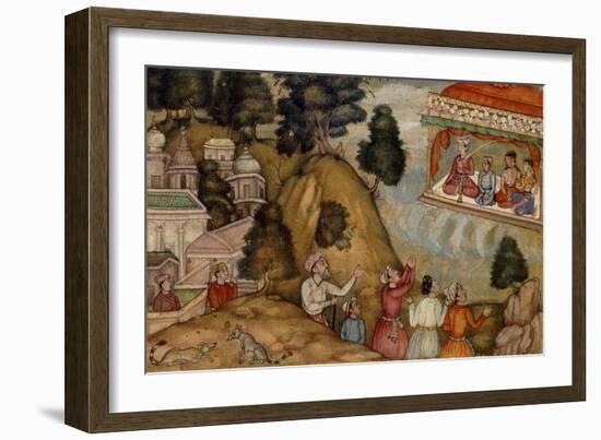 Villagers Paying Homage to a Man and His Family Seated on a Garlanded Verandah, C.1585-null-Framed Giclee Print
