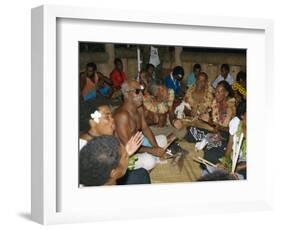 Villagers Singing at Cava Evening, Waya Island, Yasawa Group, Fiji, South Pacific Islands, Pacific-Julia Bayne-Framed Photographic Print