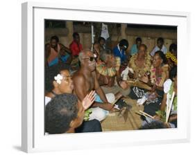 Villagers Singing at Cava Evening, Waya Island, Yasawa Group, Fiji, South Pacific Islands, Pacific-Julia Bayne-Framed Photographic Print