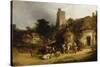 Villagers with their Animals outside the Plough Inn-William Shayer-Stretched Canvas