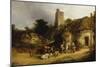 Villagers with their Animals outside the Plough Inn-William Shayer-Mounted Giclee Print