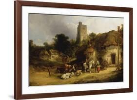 Villagers with their Animals outside the Plough Inn-William Shayer-Framed Giclee Print