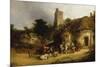 Villagers with their Animals outside the Plough Inn-William Shayer-Mounted Giclee Print