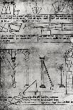 Geometrical Figures for Construction, Arches and Man Measuring the Height of a Tower-Villard de Honnecourt-Giclee Print