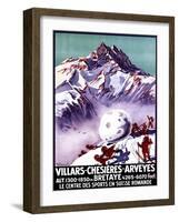 Villars, Switzerland - Naughty Gnomes Making Giant Snowball Poster-Lantern Press-Framed Art Print