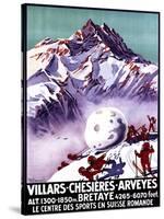 Villars, Switzerland - Naughty Gnomes Making Giant Snowball Poster-Lantern Press-Stretched Canvas