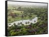 Villas at Aureum Palace Hotel and nearby stupas in the Bagan plain, Mandalay Region, Myanmar-null-Framed Stretched Canvas