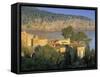 Villas by the Sea, Deya, Majorca, Balearics, Spain-Peter Adams-Framed Stretched Canvas